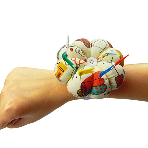 Lovely Pumpkin Wrist Pin Needles Cushion, Wrist Wearable for Needlework Sewing, 3.55 Inch, by ZXSWEET