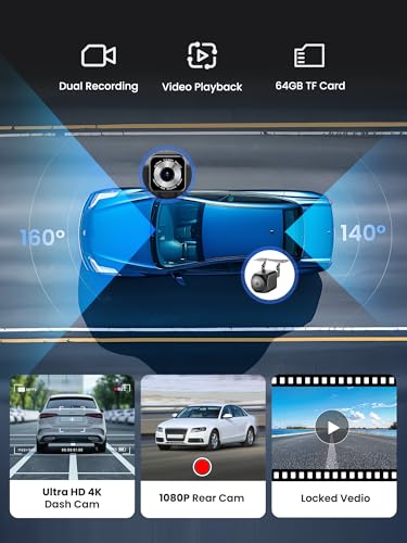 9" Wireless Apple Carplay Screen for Car, Portable Car Play Screen for Car & Android Auto, 4K Dash Cam, 1080p Backup Camera, GPS Navigation, Car Audio Receivers Mirror Link, Bluetooth, FM, Siri