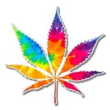 Cannabis Tie Dye Hippie Marijuana Leaf Vinyl Sticker - Car Phone Helmet - SELECT SIZE