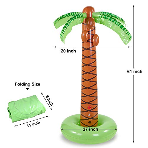 COUOMOXA Water Sprinkler Toy Inflatable Palm Tree, Outdoor Water Play Sprinklers Summer Cooler Spray Toy Water Fun Backyard Play Hawaiian Luau Party Decoration Tree ,61" for Toddler,Kids and Famil - Thumbnail 5