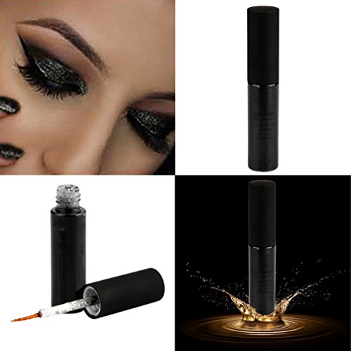 Fenleo Metallic Smoky Eyes Eyeshadow Waterproof Glitter Liquid Eyeliner & Eyeshadow Pen (Black)