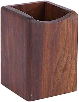 Hacoly Multifunction Wooden Pen Holder Black Walnut Pencil Container Bracket Stand Desk School Office Supplies Tidy Pen Organiser Storage Pot Cup Stationery Box
