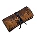 Red Blossom Jewelry Roll Clutch Large - Silk Jacquard (Rustic Copper)