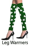 St. Patrick's Day All Over Shamrocks Leg Warmers (Green with White Shamrocks)