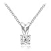 Hoops & Loops 925 Sterling Silver Cubic Zirconia Round Solitaire Necklace for Women, Silver, Yellow Gold, Rose Gold