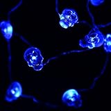 Halloween Lights, 40 Halloween Skull Lights With White LED Lights, Decorative Lights for Indoor/Outdoor, Halloween