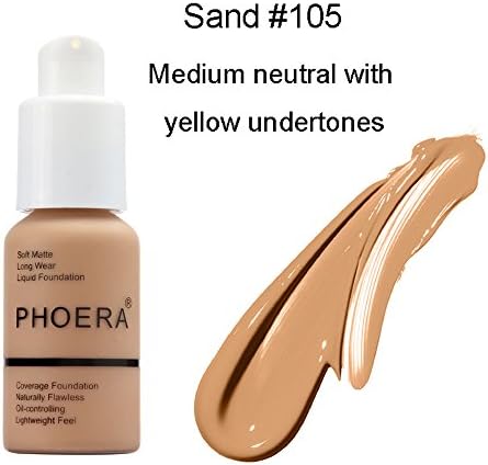 YLCOYO 30ml PHOERA Matte Oil Control Concealer Liquid Foundation (E)