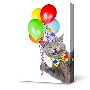 Canvas Wall Art Balloon and Smile Cat Modern Home Decor Canvas Painting Wall Decoration for Bedroom Living Room - 12x18 inches