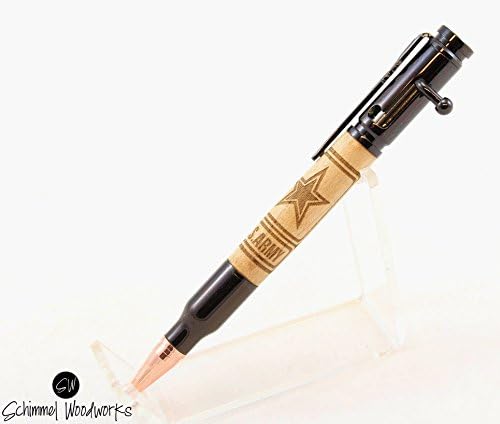 Handmade Schimmel Pen, US ARMY Maple wood pen, gun metal bolt action bullet pen,gift for all Show your support of the Army! Comes in a Gift box!