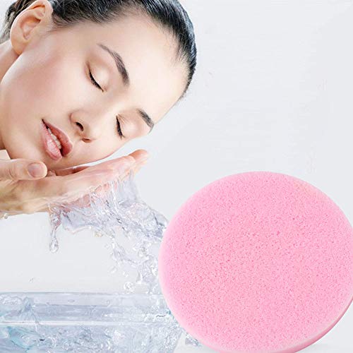 Compressed Facial Sponges,Facial Cleansing Sponge,Beauty Makeup Round Facial Wash Pads Cosmetic Face Exfoliating for Women (60 Pcs, Pink)