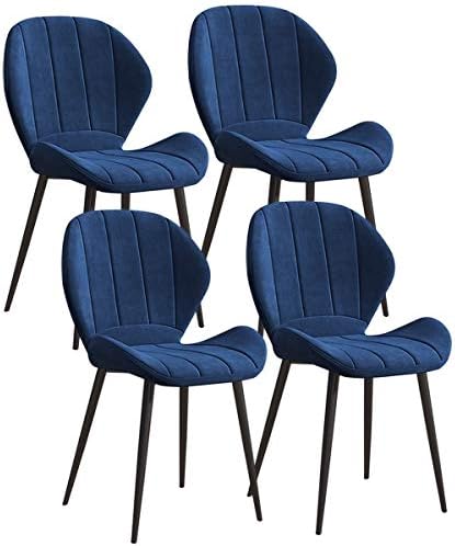 クラシック ラウンジレジャーリビングルームモダンなサイドチェアは4のセットビロードのパッド入りの金属製の脚付きダイニングチェアーヴィンテージキッチンカウンターソファチェア モダンファッション Color F