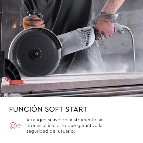 DNIPRO-M Angle Grinder 2400W 230 mm, Professional Radial for Metal, Stone and Concrete, Soft Start Soft Start, Anti-Reset, 5 Position Rotary Handle, M14 Thread, 6500 rpm GL-240