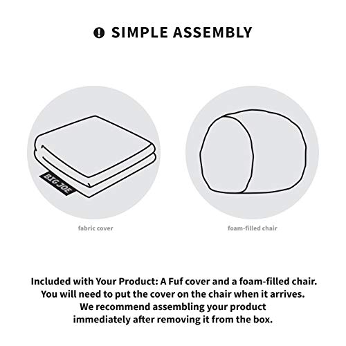 Big Joe Fuf XL Foam Filled Bean Bag Chair with Removable Cover, Black