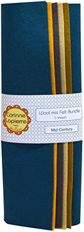 Corinne Lapierre Wool Mix Felt 9 Inch Squares x 5 - Mid Century