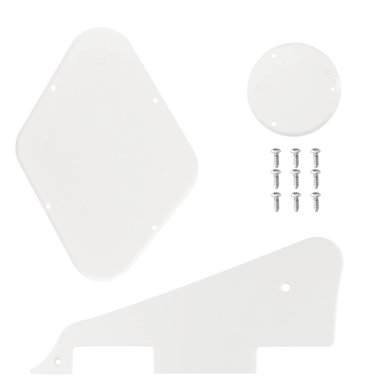 OTOTEC Set of 3PCS LP Pickguard Control Backplate Selector Switch Plate Cover with Screws Compatible with Epiphone Les Paul Standard Guitar Plastic White