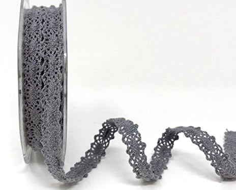 Berties Bows Grey Double Edge 12mm Scalloped Cotton Lace on a 10m Roll