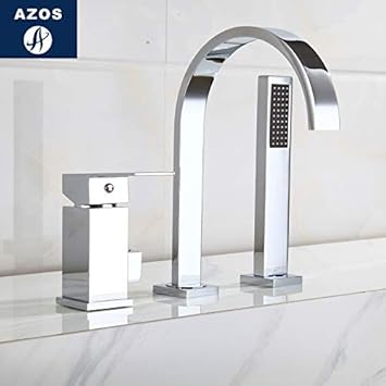Azos Split Bathtub Faucet Thicken Extended Brass Chrome Cold And