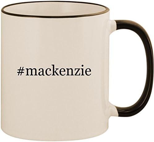 #mackenzie - 11oz Ceramic Colored Handle & Rim Coffee Mug Cup, Black