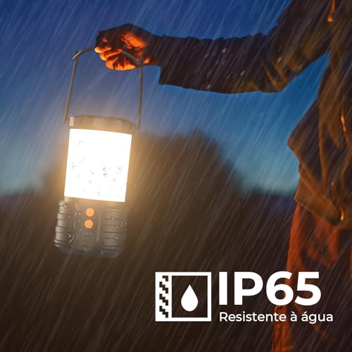 Tobeape Lampião LED Recarregável 5000mAh, Lanterna Camping e Acampamento com 3 Cores de Luz, IP65 à Prova d’Água, Luz de Emergência Portátil para Falta de Energia, Barraca, Pesca e Trilha, Kit com 2