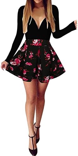 Welcomeuni Womens Gentle Bodycon Cocktail V-Neck Dress Ladies Evening Party Dress (XL, Black)
