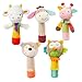 Cartoon Stuffed Animal Baby Soft Plush Hand Rattle Toys Infant Dolls Squeaker Sticks for Toddlers