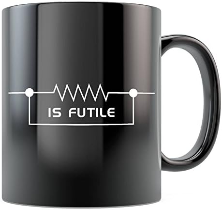 GANTEE - Trekkie Mug - Resistance is Futile - Borg Picard Janeway Star Trek The Next Generation Inspired Ceramic Coffee Mug Black/Whit 11oz 15oz MUG 15oz