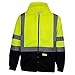 New York Hi-Viz Workwear H9012 Men's ANSI Class 3 High Visibility Class 3 Sweatshirt, Full Zip Hooded, Lightweight, Black Bottom Medium