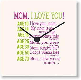 Giftsmate Mothers Day Gifts I Love You Mom Wall Clock for Mom - 8x8 inches