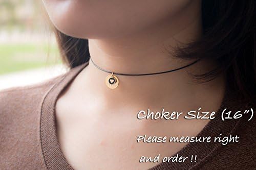 Choker Super cute Disc Initial with Heart Coin Necklace - Dainty Personalized gift Gold Silver Rose Gold -Plated Disc Delicate Initial Charms Necklace Computer Engraving Best Graduation Day gift