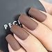 Coolnail Matte Coffee Brown Square Head False Nails Middle-long Full Cover Chocolate Fake Nail Acrylic Nail Tips Finger Art