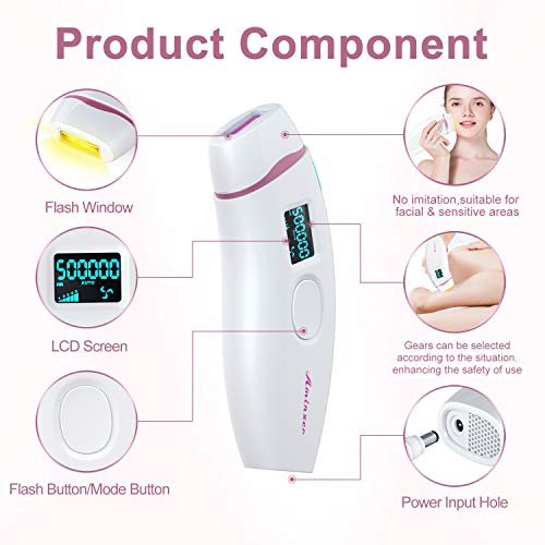 Hair Removal, IPL Hair Remover For Women/Men Permanent Painless Facial Body Leg 500000 Flashes Manual & Auto With 5 Energy Level - Thumbnail 6
