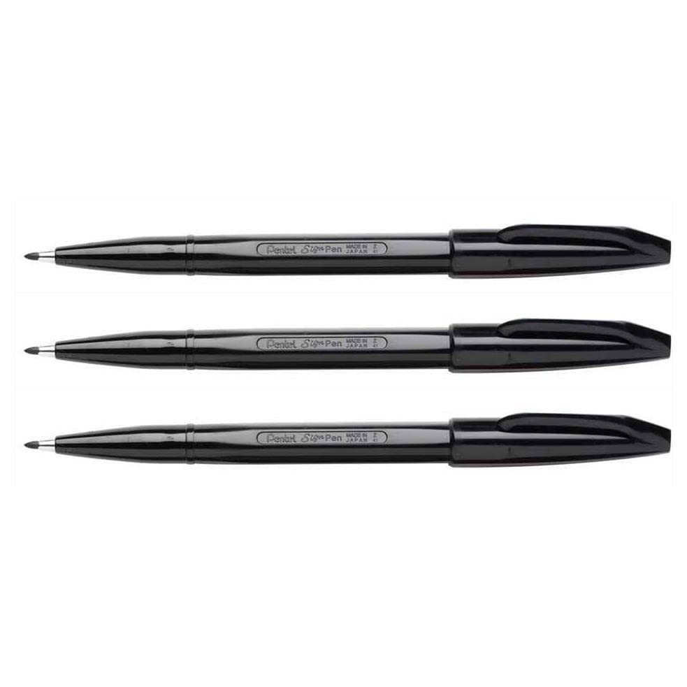 Pentel Sign Pen S 520, Felt Pens Pack of 3 Black
