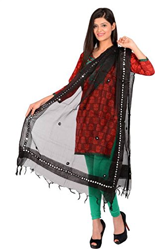 youthquake women's bhagalpuri organza tissue dupatta with plastic mirror work