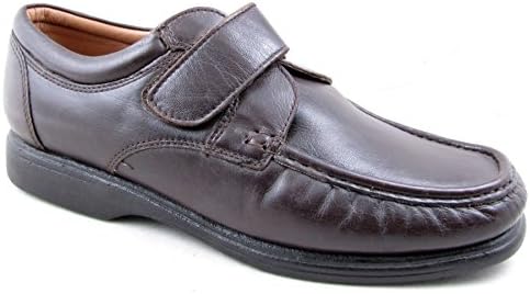 Luca Mancini Mens Soft Leather Wide Fit Moccasin Touch Fastening Formal Shoes Size 6-12