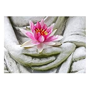 Buddha Statue Holding a Pink Lotus Flower - Wall Mural, Removable Sticker, Home Decor - 66x96 inches
