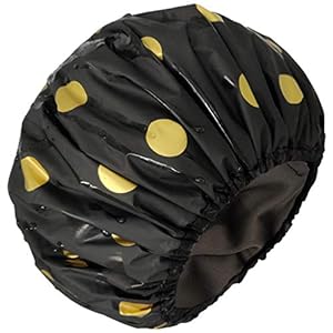 UWEIVV-Double-Layered-Shower-Caps-For-Women-Waterproof-Reusable-Breathable-Washable-Bathing-Hats-Designed-for-Large-Long-Hair-Women-with-Elastic-Band-Golden-Dots UWEIVV Double Layered Shower Caps For Women - Waterproof Reusable Breathable Washable Bathing Hats Designed for Large…