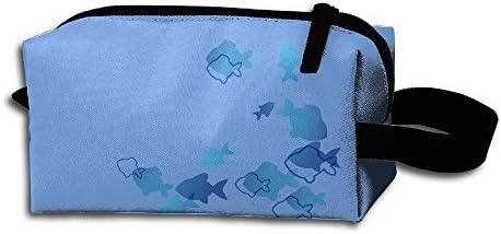 Coolyun Blue Animated Fish Group Women Makeup Bags 3D Printing Trendy Portable Printing Pouch.