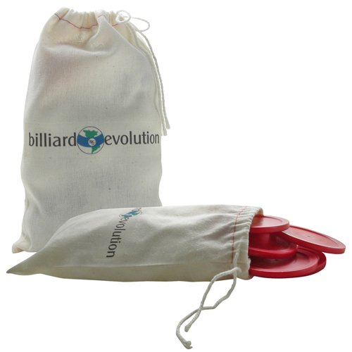 Billiard Evolution 5 Red Round Air Hockey Pucks in Drawstring Storage Bag