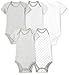 Moon and Back Baby Set of 5 Organic Short-Sleeve Bodysuits, Grey Heather, 3-6 Months