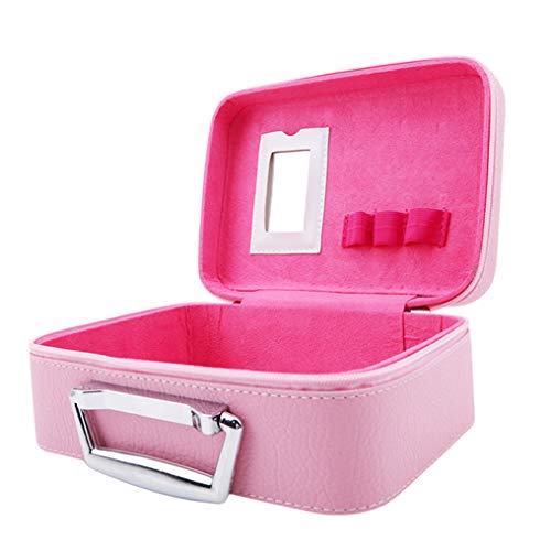 Yunzee Women Handle Small Cosmetic Bag Cosmetology and Hairdressing Accessories Makeup Bag Storage Bag,Pink,Poly Urethane