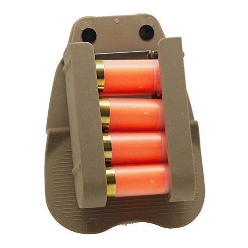 Ultimate Arms Gear Tan 2 Pack of 4-Round Shotgun Ammo Shot Shell Cartridge Hunting Carrier Competition Tension Holder Holster Belt Paddle Fits 12 GA Gauge, Mossberg 500/590/835/Maverick 88 - Thumbnail 2