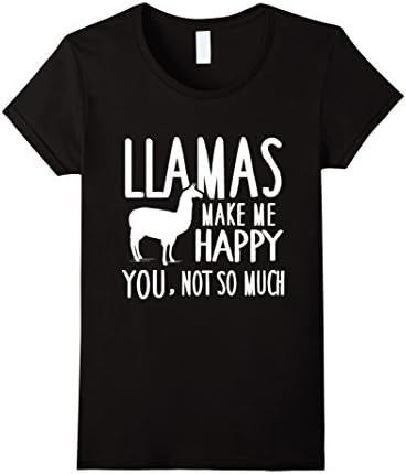 Women's Llamas Make Me Happy You Not So Much Llamas T-Shirt Small Black