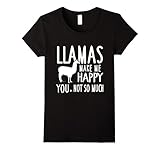 Women's Llamas Make Me Happy You Not So Much Llamas T-Shirt Small Black