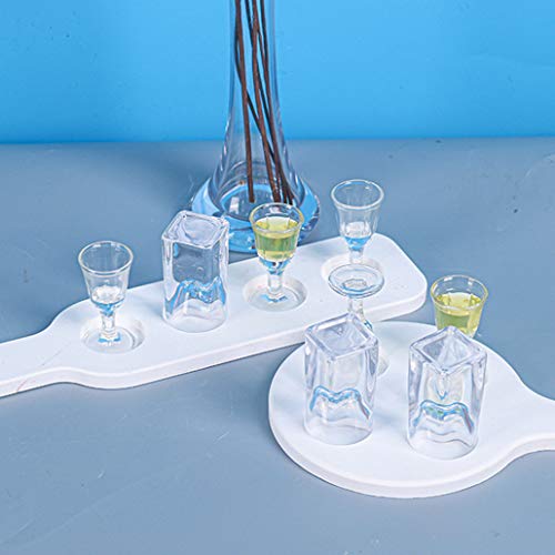 TikooTik 3pcs Wine Glass Serving Tray Mold, Shot Glass Tray Resin Mold, Beer Wine Glass Holder