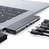 AUKEY USB C Hub Adapter for MacBook Pro with 4K HDMI, Thunderbolt 3, 2 USB 3.0, USB-C Data Port, SD and MicroSD Card Reader Type C Hub Compatible with MacBook Air 2018/2019 and MacBook Pro 2018/2017