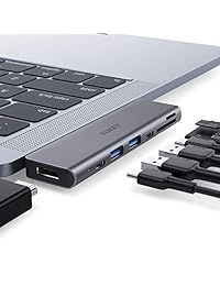 AUKEY Thunderbolt 3 USB C Hub con 4K HDMI, 2 USB 3.0, USB C Data Port, SD y lector de tarjetas MicroSD tipo C Hub Compatible con MacBook Air 2018 2019 y MacBook Pro 2016 2019