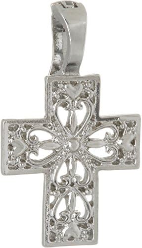 Wearable Art By Roman Open Heart Cross Pendant One Size Silver tone