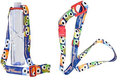 MepLife 2 Pack Water Bottle Holder for Walking, Adjustable Silicone Bike Water Bottle Carrier Lanyard Portable Buckle Sling with Shoulder Strap, Sesame Street Toys Cartoon Printed for Kids Adults