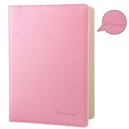 Plinrise Waterproof Shine PU Leather File Folder, Tight Metal Clip File Folder, For Letter Size Papper Writing Pad ,Perfect Office Folio Organizer & Professional Documents (Pink)
