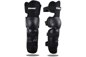 Wonzone 1 Pair Motorcycle Knee Pads Protector Antislip Knee Cap Calf Shin Guards Long Leg Sleeve Adjustable Armor for Adult Motocross Racing Cycling Mountain Bike (Black)